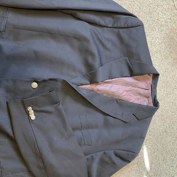 Y2K Jack Victor Classic Powell SPJ Wool Blazer Suit Jacket Sport Coat Black 52PL - Picture 11 of 14